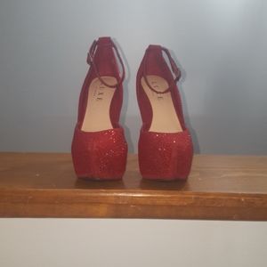 Red Platform Pumps